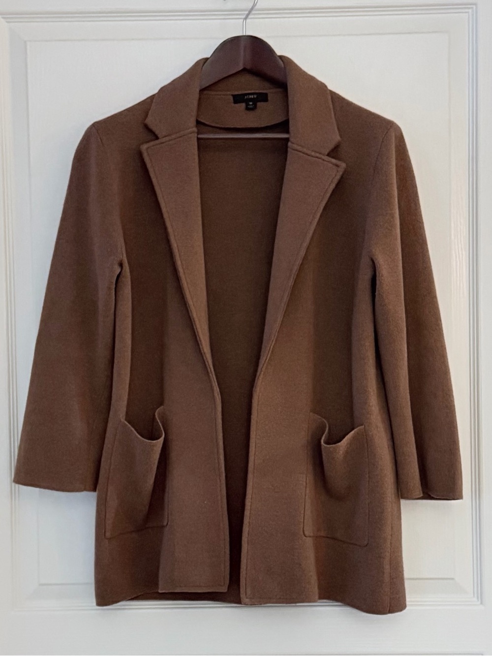 J. Crew Camel Open-Front Knit Blazer Jacket